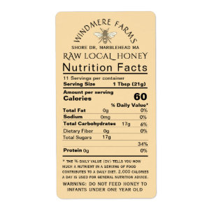 Honey Nutrition bébé Avertissement & Bee Taille de