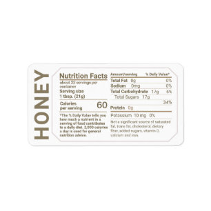 Honey Nutrition Facts Address Label with Border