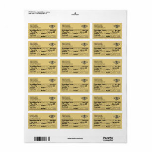 Honey Nutrition Facts and Beekeeper Info Gold Label