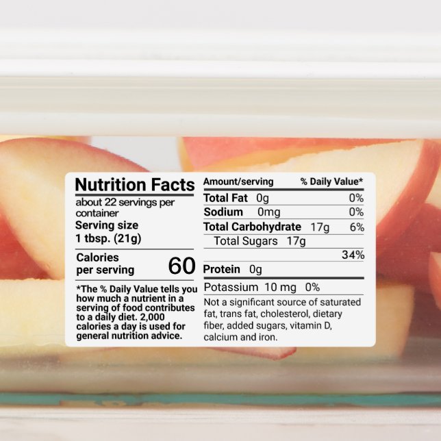 Honey Nutrition Facts Étiquette imperméable -Ensem (Apposé)