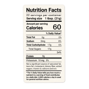 Honey Nutrition Facts Expédition Étiquette Ivory
