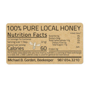 Honey Nutrition Facts Kraft Shipping Étiquette ave