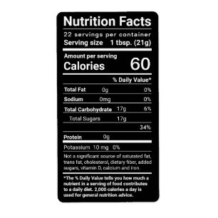 Honey Nutrition Facts Return Adresse Label Black