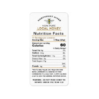 Honey Nutrition Facts with Infant Warning & Bee