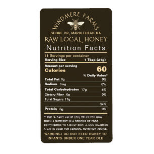 Honey Nutrition Infant Warning & Bee Shipping Size