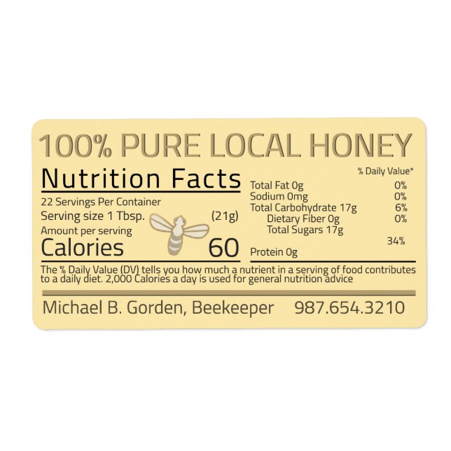 Honey Nutrition Little Bee Return Address Labels  (Front)