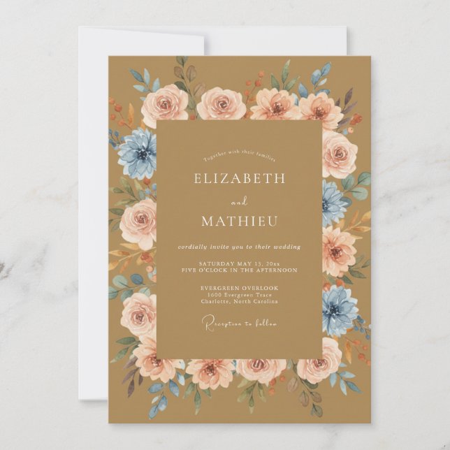 Honey Peach Petal Wedding Invitation (Front)