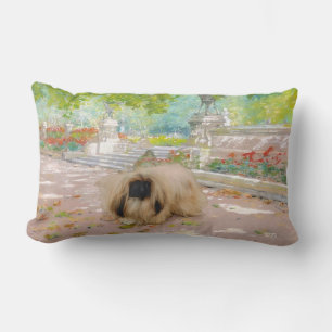 Honey Pekingese in Floral Setting Lumbar Pillow