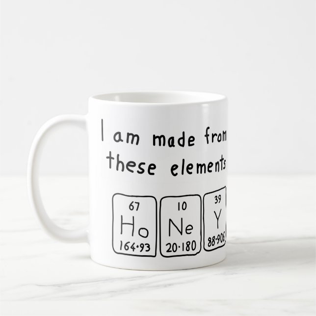 Honey periodic table name mug (Left)