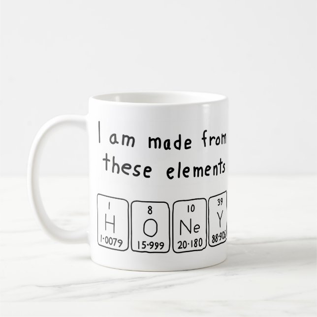 Honey periodic table name mug (Left)
