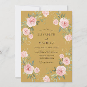 Honey Pink Wreath Wedding Invitation