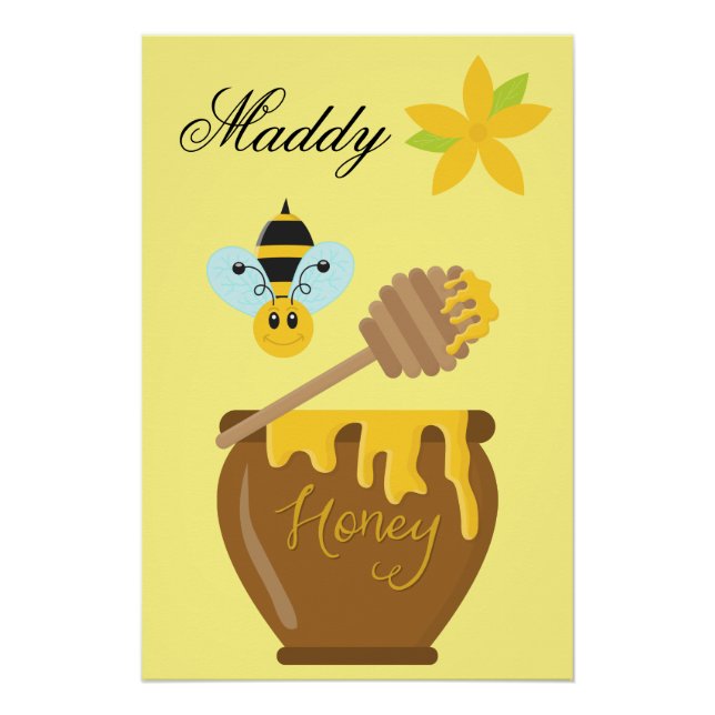 Honey Pot Honeybee Nursery Kids Wall Art Print (Front)