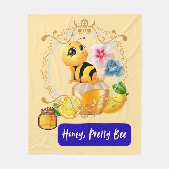 Honey, Pretty Bee Fleece Blanket (Front)