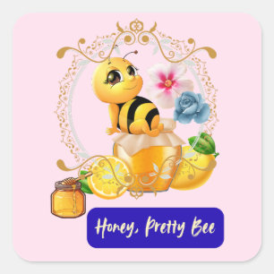 Honey, Pretty Bee Square Sticker