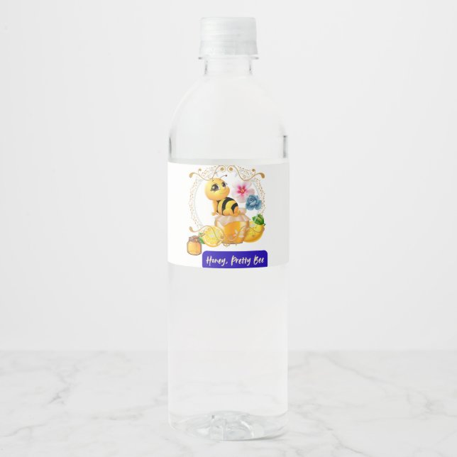 Honey, Pretty Bee Water Bottle Label (Front)