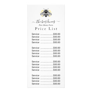 Honey Price List Custom Price list Rack Card