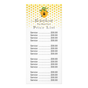 Honey Price List Custom Price list Rack Card