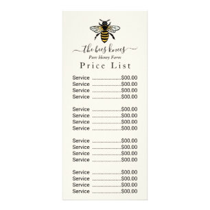 Honey Price List Custom Price list Rack Card