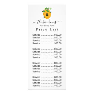 Honey Price List Custom Price list Rack Card