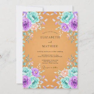 Honey Purple Painted Wedding Invitation