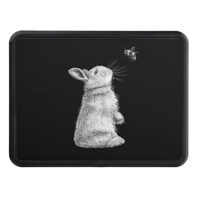 Honey Rabbit & Bumble Bee | Bunny Lover Gift Trailer Hitch Cover (Front)