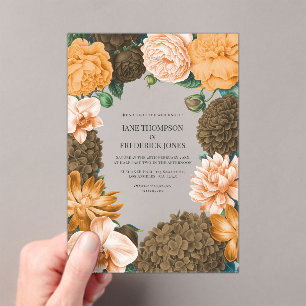 Honey Rose, Apricot Fleur & Toffee Bloom Wedding Acrylic Invitations