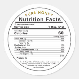 Honey Round Editable Nutrition Facts Label Yellow