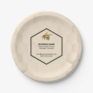 Honey Sample Tasting Bee and Honeycomb Paper Plate