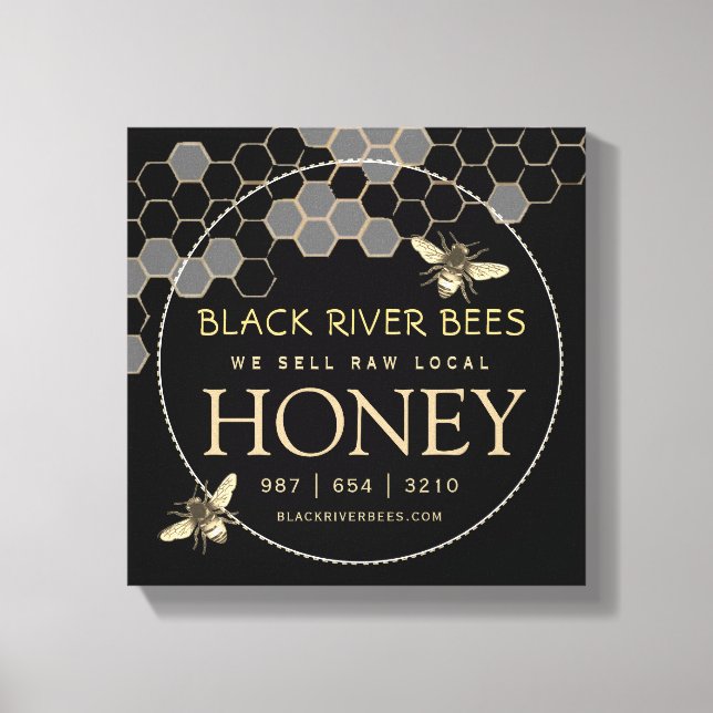 Honey Sign Beekeeper Gold Honeycomb Bees (Front)