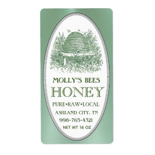 Honey Skep with Border Address or Shipping Green