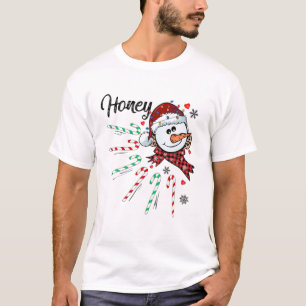 Honey Snowman Candy Cane Christmas Xmas Funny T-Shirt