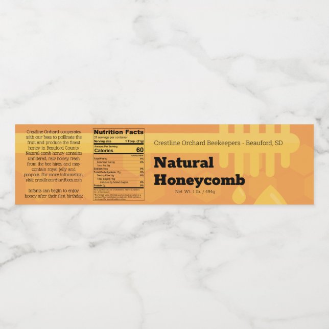 Honey Spoon Comb Honey Box Label (Single Label)