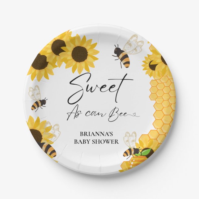 Honey Sweet As it can bee Baby shower  Paper Plate (Front)