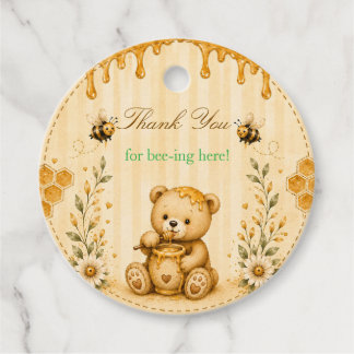 Honey Teddy Bear Baby Shower Favour Tag
