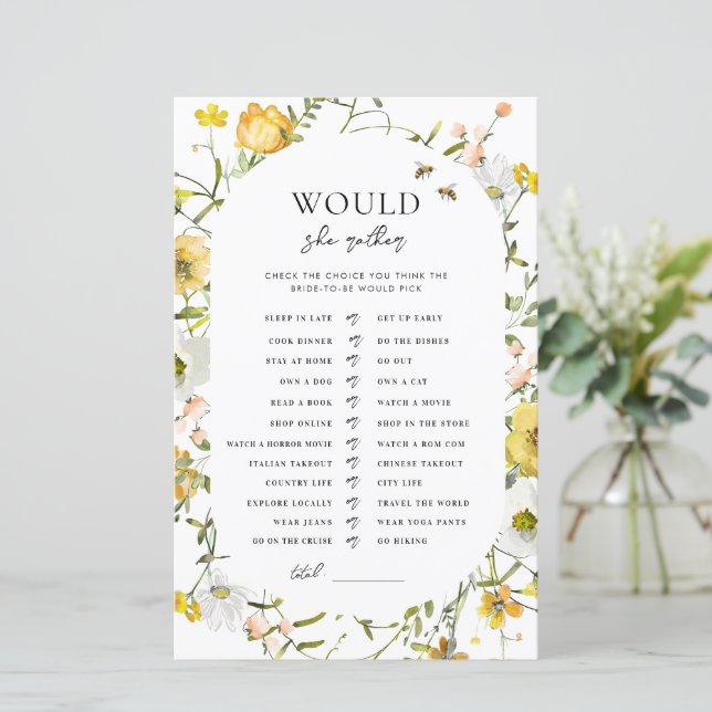 Honey Theme Bridal Shower Would She Rather Game (Standing Front)