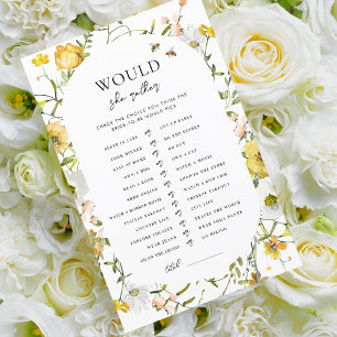 Honey Theme Bridal Shower Would She Rather Game