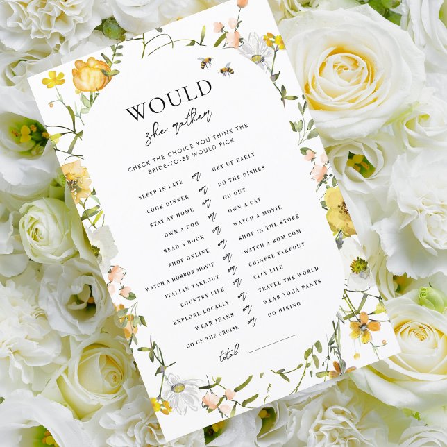 Honey Theme Bridal Shower Would She Rather Game (Creator Uploaded)