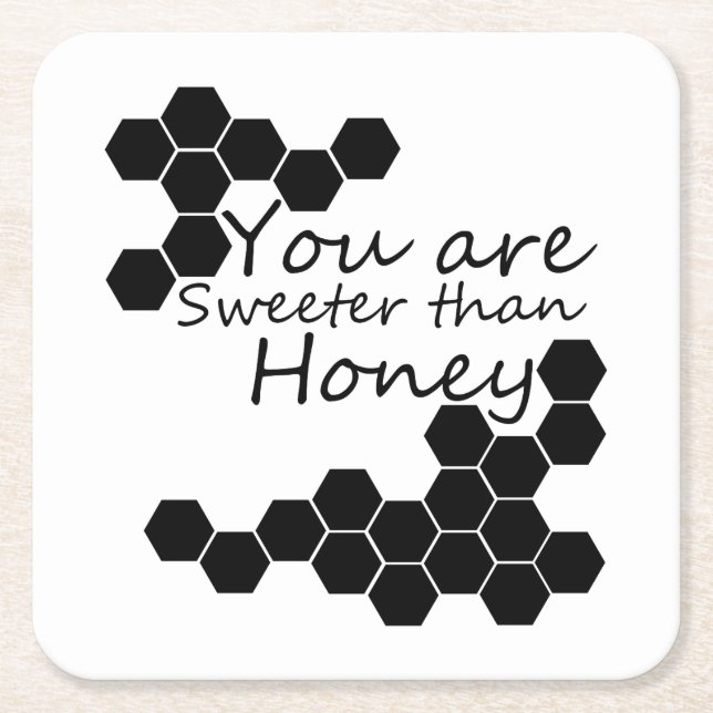 Honey Theme With Positive Words Square Paper Coaster (Front)