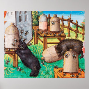 HONEY THIEF BEERS,BEES,BEE HIVES Medieval Apiarist Poster
