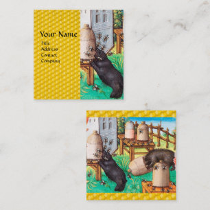HONEY THIEF BEERS,BEES,BEE HIVES Medieval Apiary Square Business Card