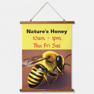 Honey Vendor Signage Wood Topped Wall Tapestry