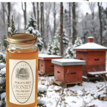 Honey Vintage Oval Skep With Border Food Label