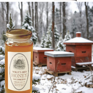 Honey Vintage Oval Skep With Border Food Label