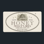 Honey Vintage Skep Product Label (horizontal)<br><div class="desc">Personalize with your apiary name,  description,  and location. Don’t forget your net weight! See the list for suggestions. Vintage skep illustration with pale ivory background.</div>