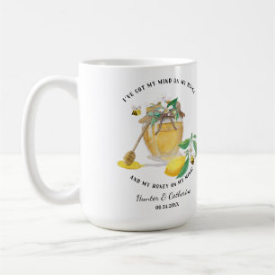 Honey w Cute Bees Lemon Floral n Foliage  Coffee Mug