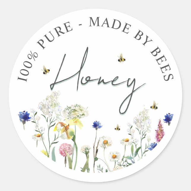 Honey Wildflower Meadow Bee Label Flower (Front)