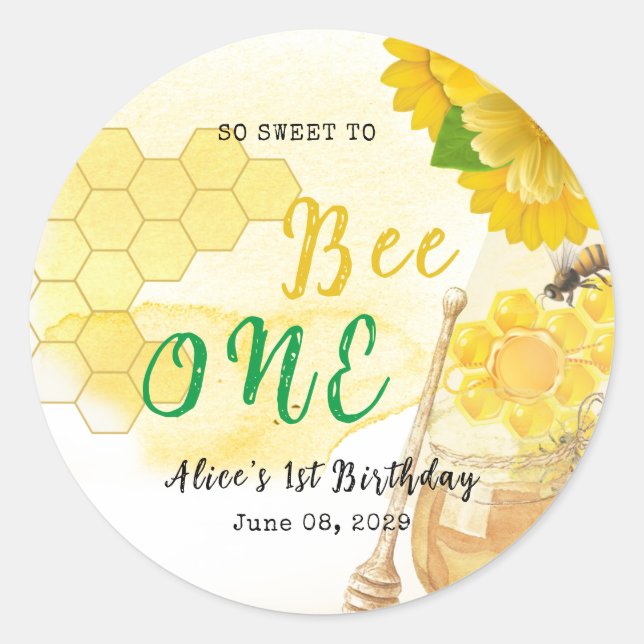 Honey with Flowers and Bee Mom to be Baby Shower C Classic Round Sticker (Front)