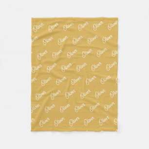 Honey Yellow Custom Kids Name Repeat Fleece Blanket