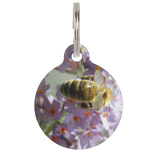 Honeybee and Buddleia Flowers Custom Dog Tag