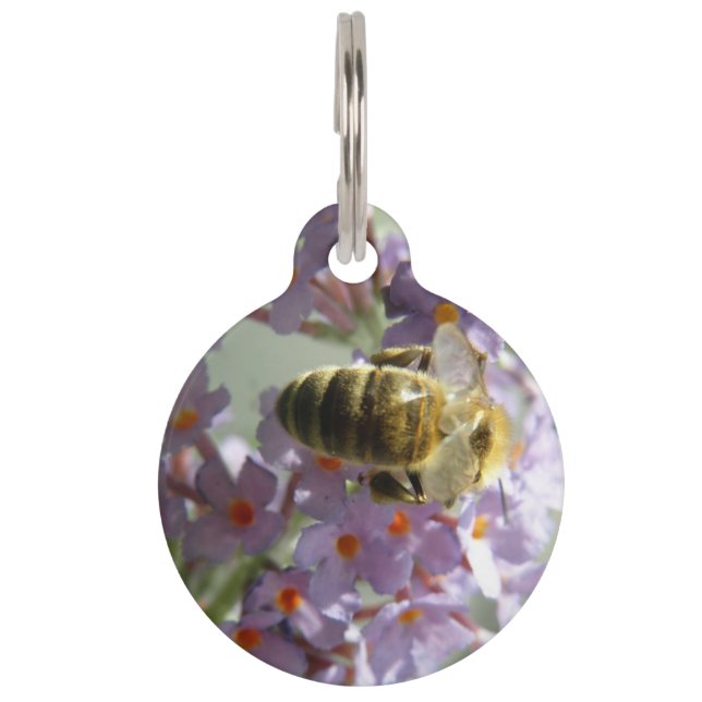 Honeybee and Buddleia Flowers Custom Dog Tag (Front)